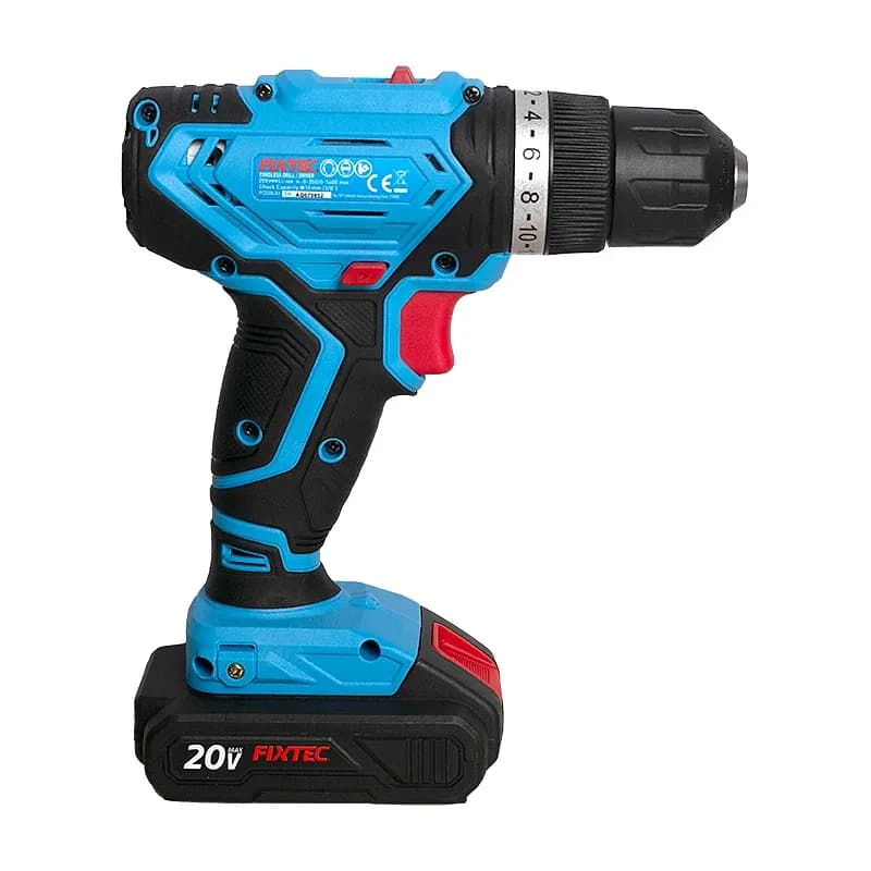 FIXTEC 20V Cordless Drill with 2 Batteries and 13-Piece Kit