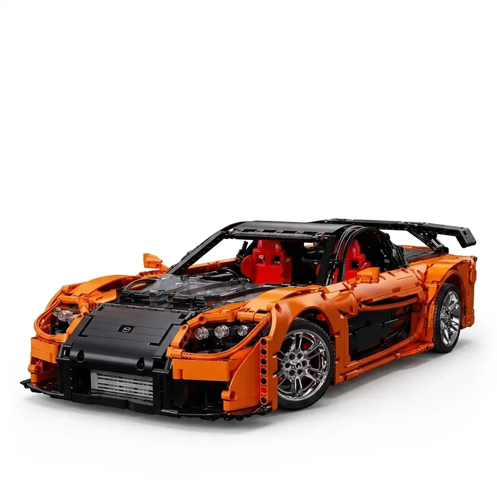 Cada 1:8 RX-7 Racing Car Brick Model with RC Build