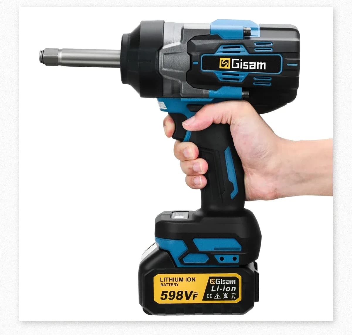 Gisam 2800N.m Brushless 1/2-Inch Extended Anvil Impact Wrench