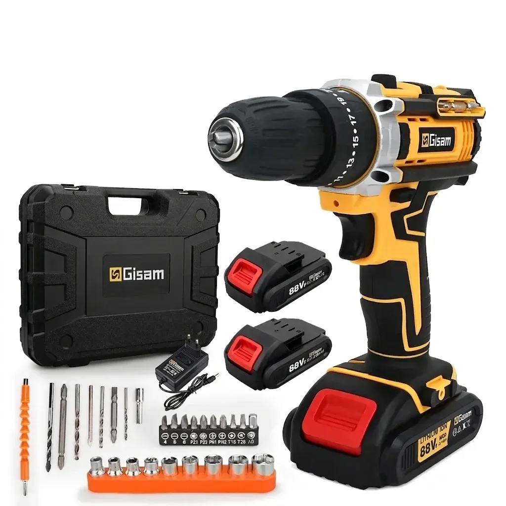 Gisam 25Nm Cordless Impact Screwdriver Drill Kit
