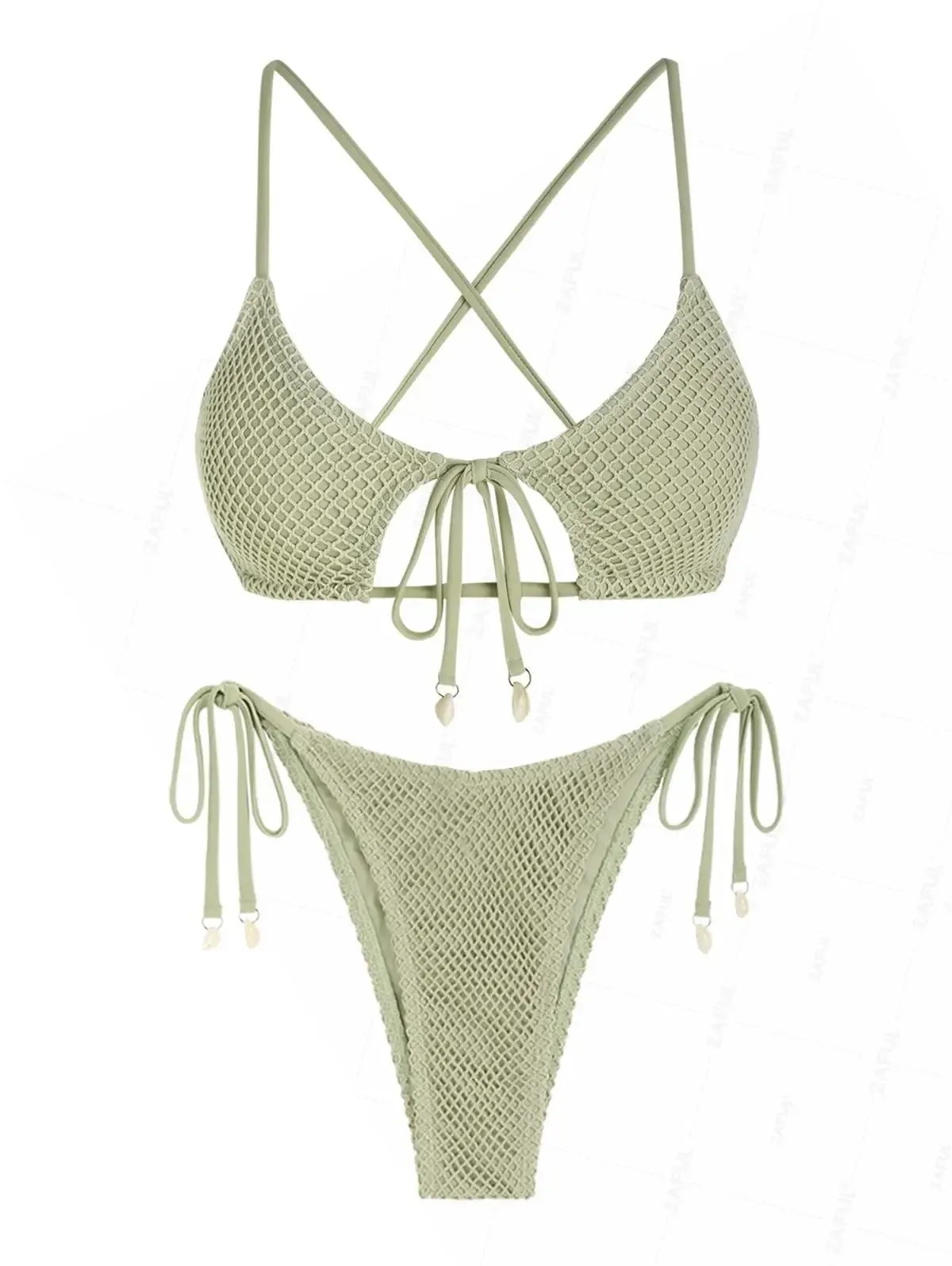ZAFUL Criss-Cross Cut-Out Tanga Bikini Set