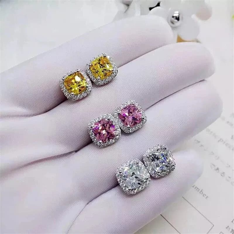 Huitan Trio-Tone CZ Stud Earrings