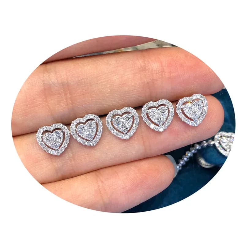 Huitan Heart-Shaped CZ Stud Earrings