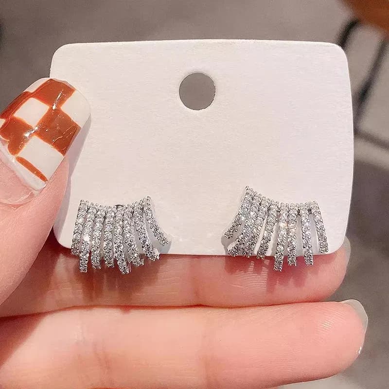 Huitan Pavé Crystal Multi-Claw Stud Earrings