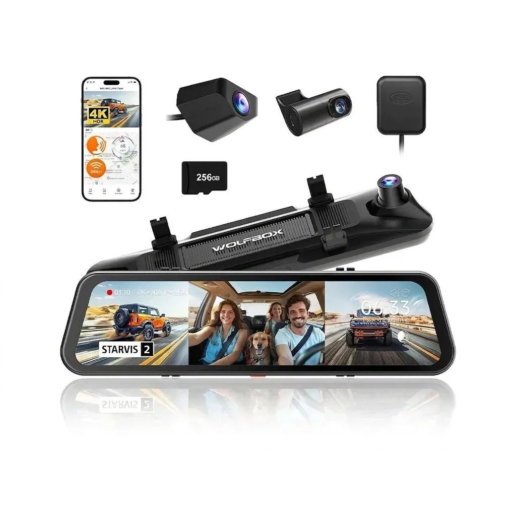 WOLFBOX G900 Tripro 3-Channel 4K Mirror Dash Cam
