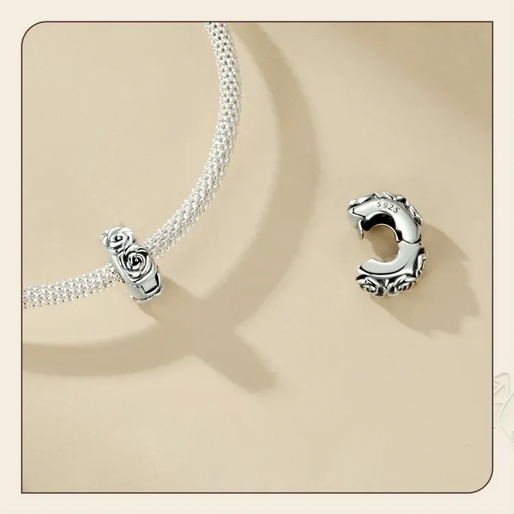 WOSTU 925 Sterling Silver Rose and Butterfly Charm Bead