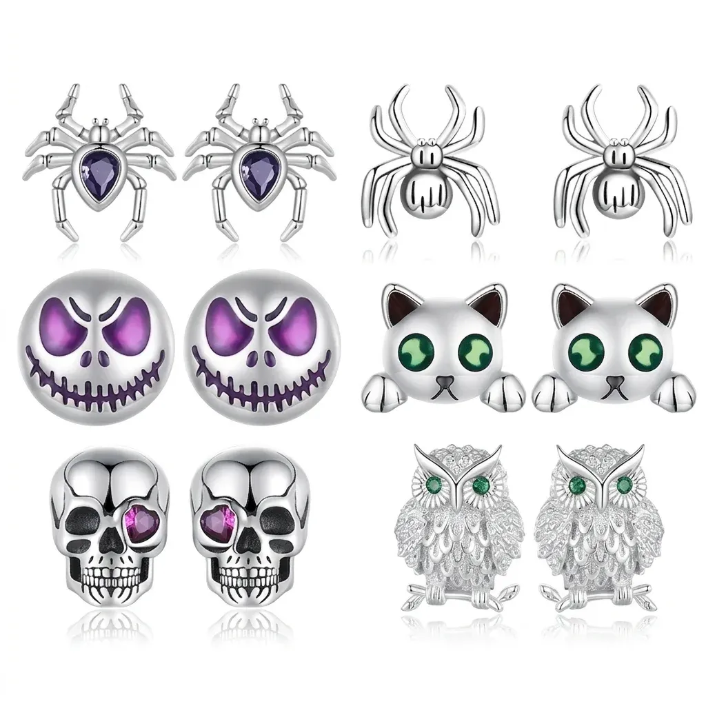 Sterling silver Halloween stud earring set