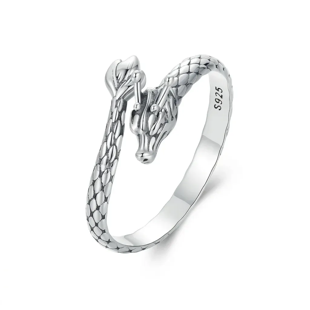 Bamoer sterling silver dragon open ring