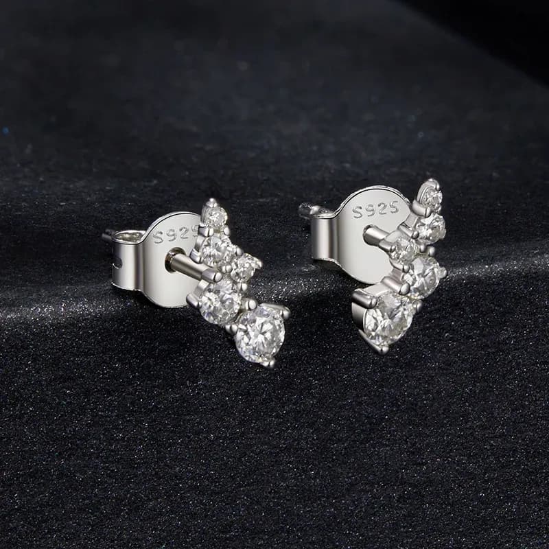Bamoer Moissanite Bubble Cross Stud Earrings