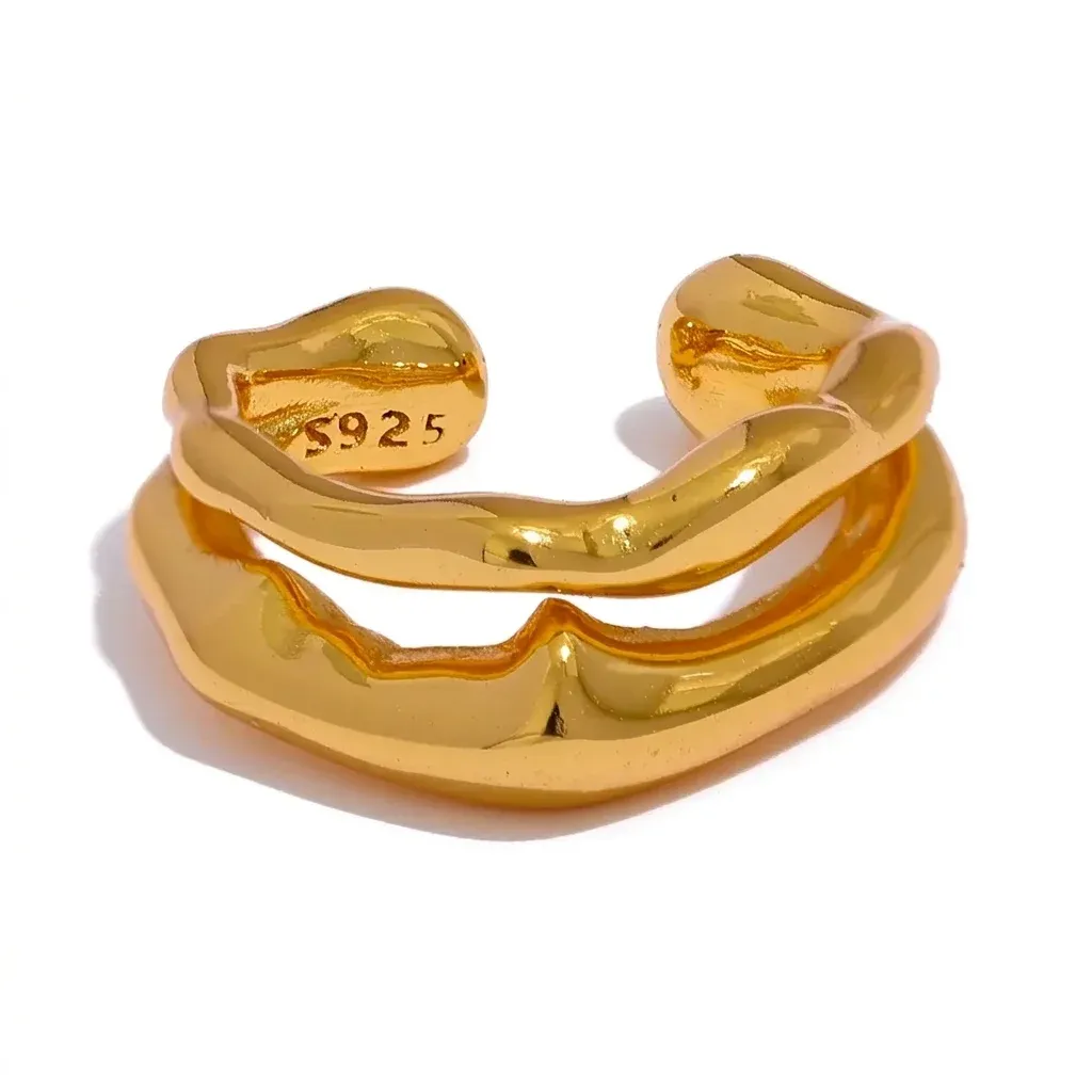 Gold geometric sterling silver ear cuff