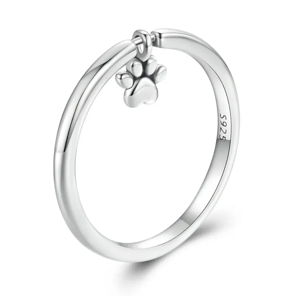 Bamoer sterling silver paw pendant ring