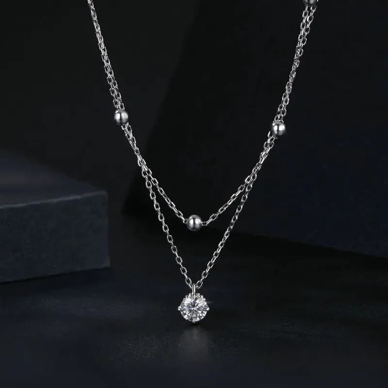 Bamoer U Moissanite Pendant Necklace in 925 Sterling Silver