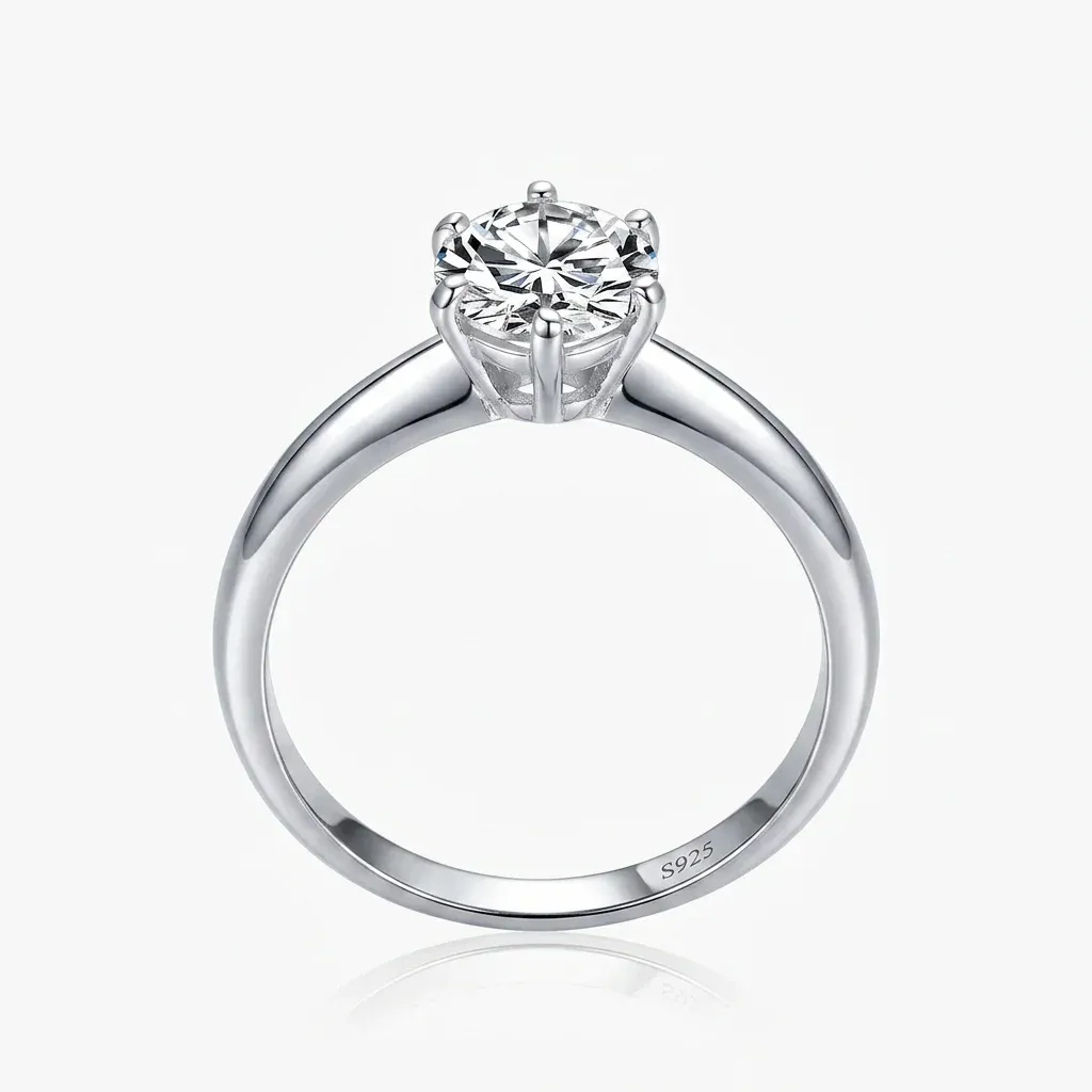 Sterling silver zircon wedding ring studio shot