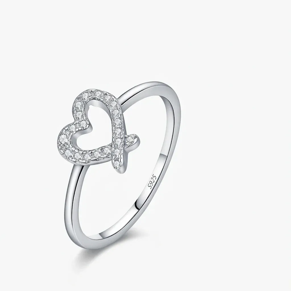 MODIAN irregular heart moissanite silver ring
