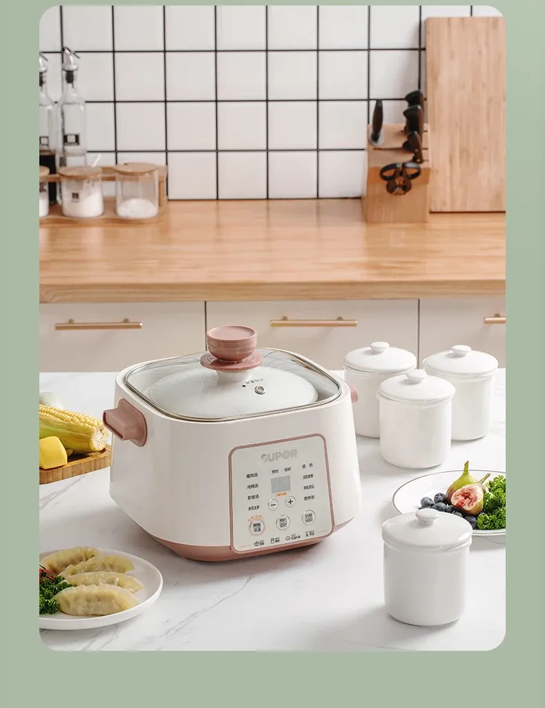 SUPOR Ceramic Waterless Electric Stew Pot for Soup and Porridge