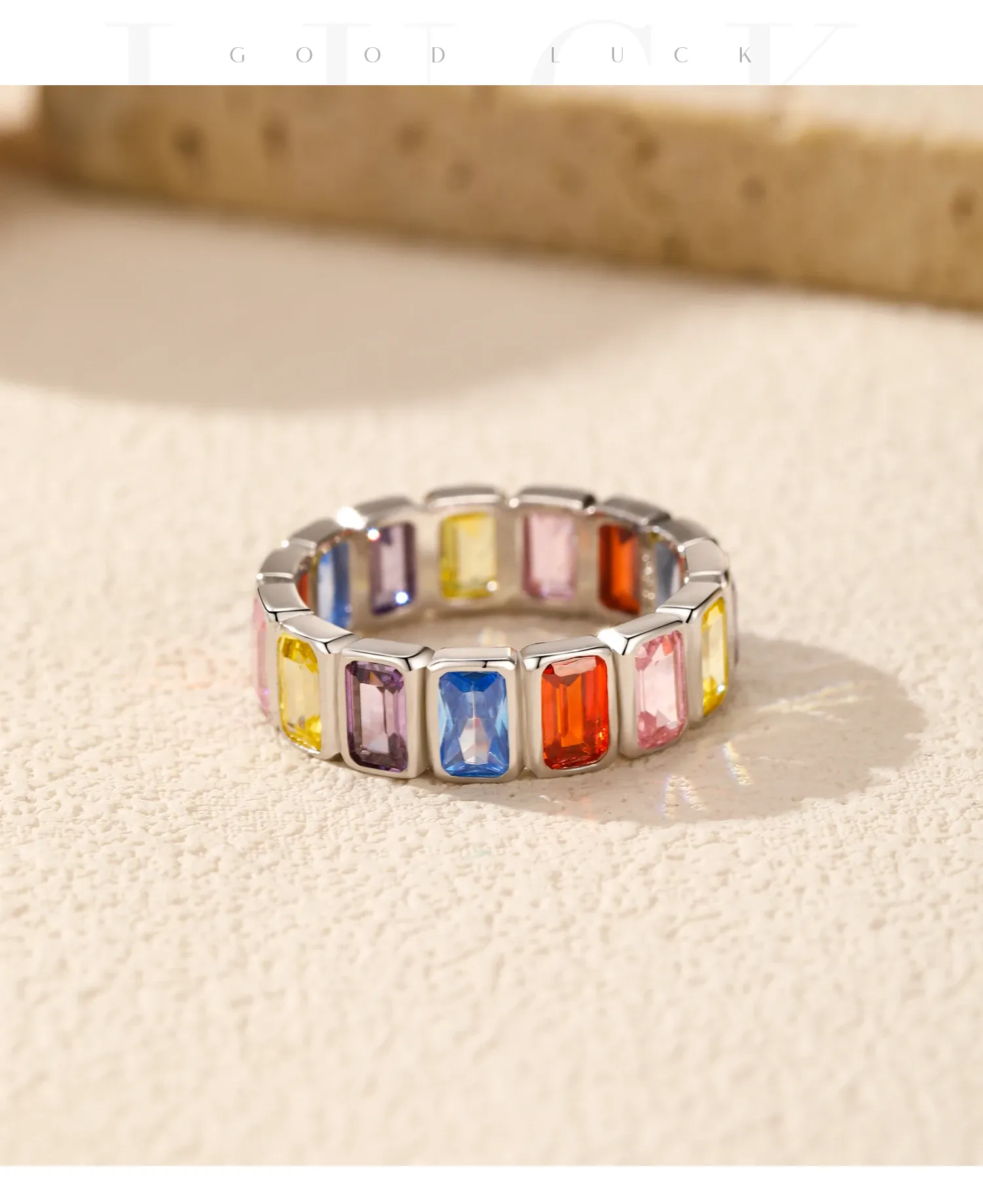 Modian 925 Sterling Silver Rectangle CZ Eternity Band