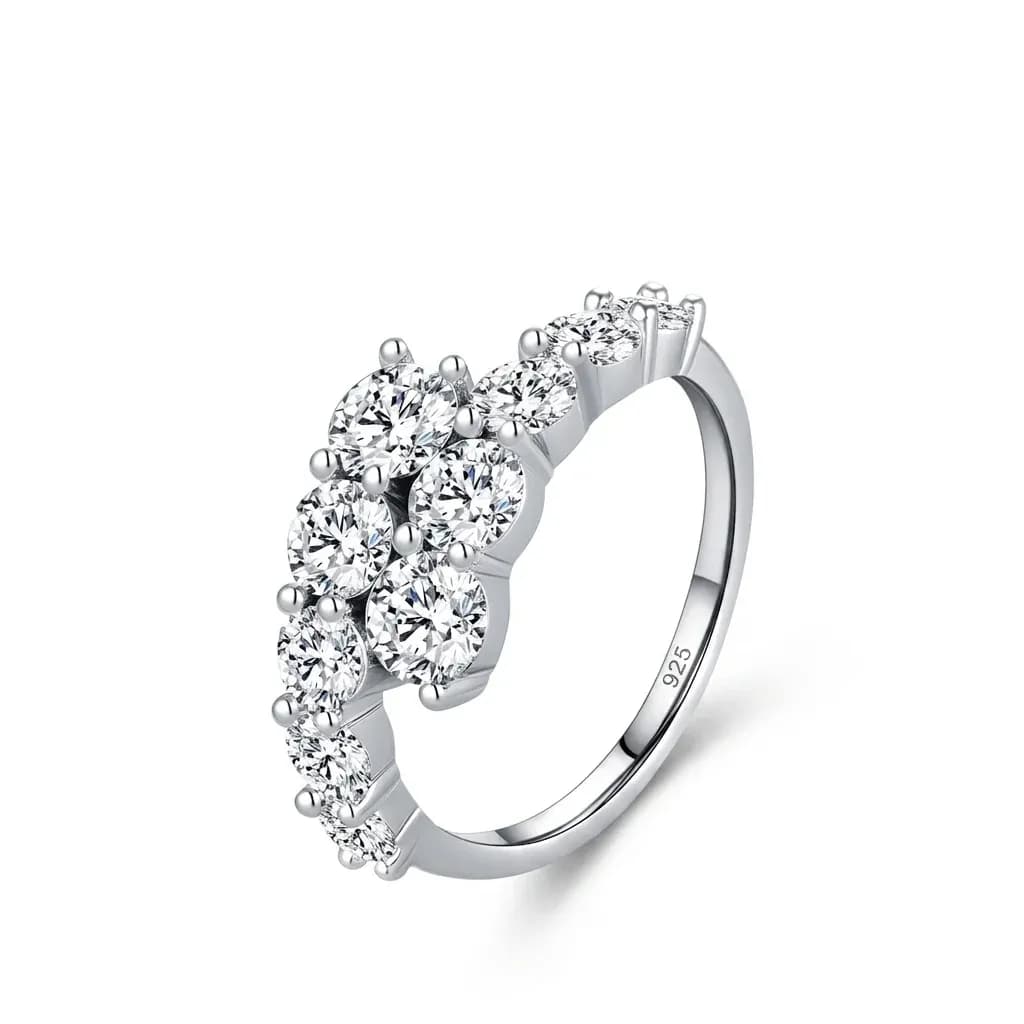 Modian 925 Sterling Silver Round Zircon Eternity Band