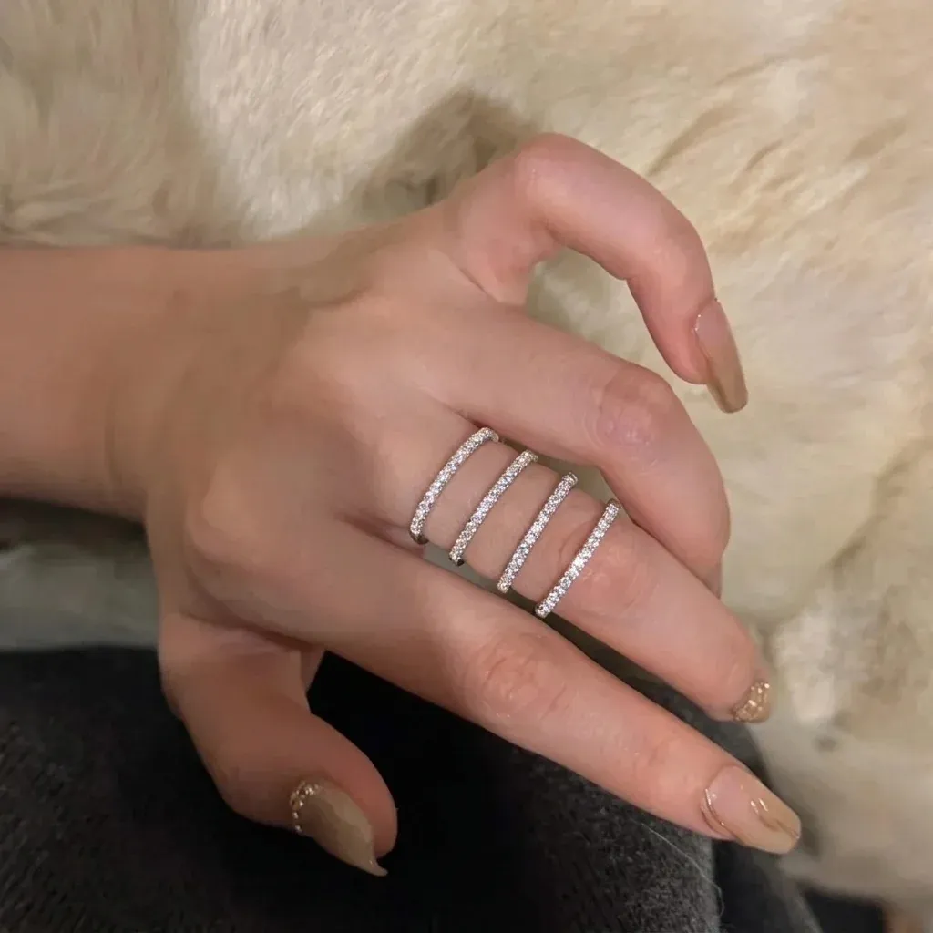 MODIAN sterling silver zircon multi-band ring set