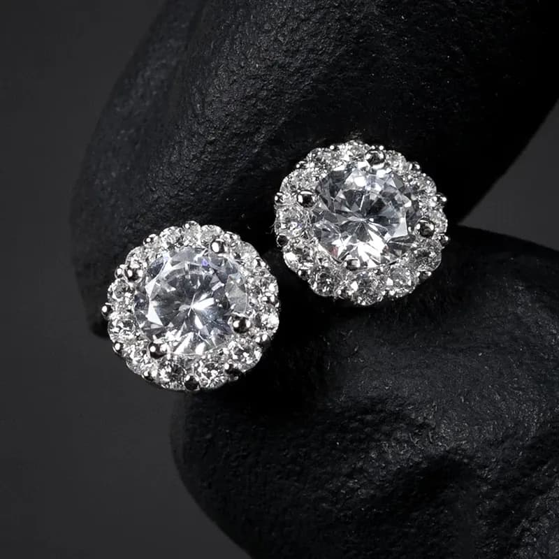 Huitan Cubic Zirconia Geometric Stud Earrings