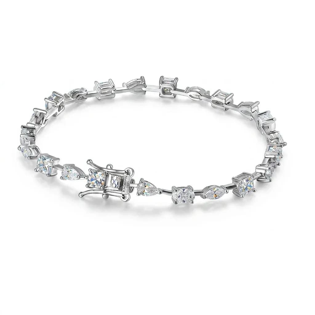 Knobspin silver moissanite tennis bracelet studio shot