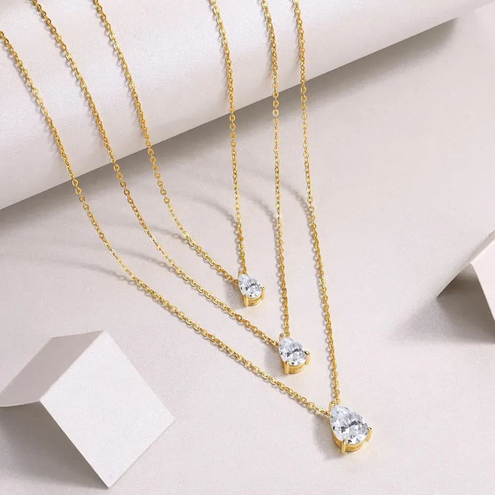 Knobspin Pear-Cut Moissanite Pendant Necklace