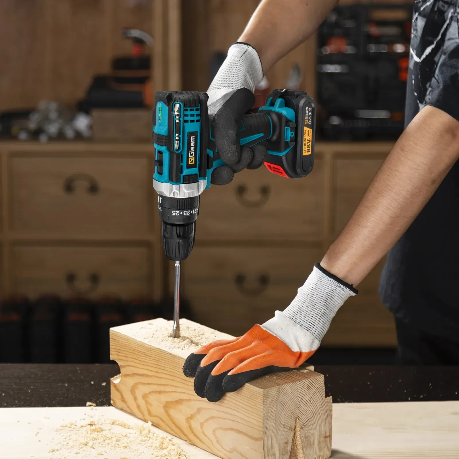 Gisam 21V Cordless Impact Drill Driver