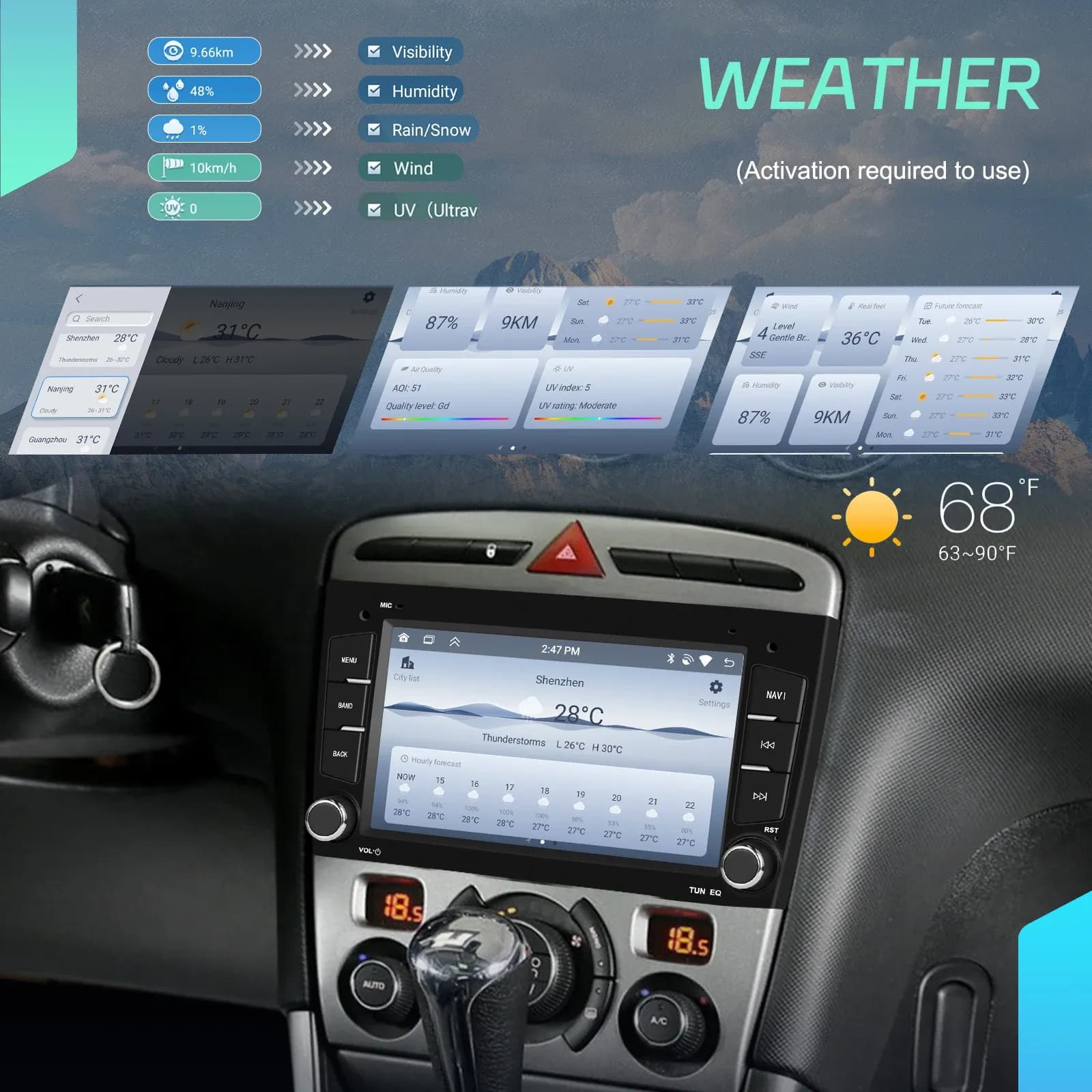 Hikity 7-Inch Android Car Stereo for Peugeot 408