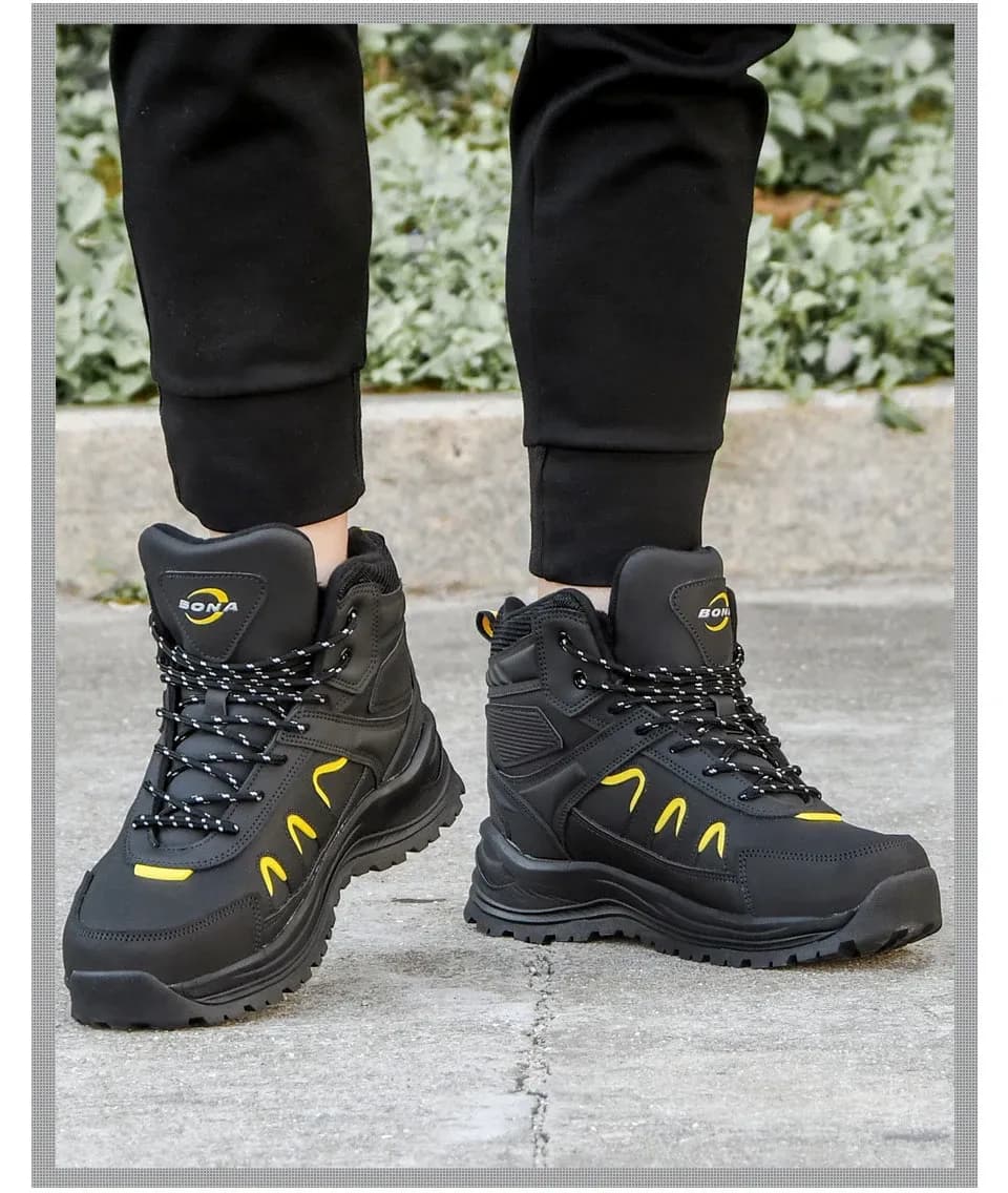 BONA Plush Leather High-Top Trekking Boots for Men