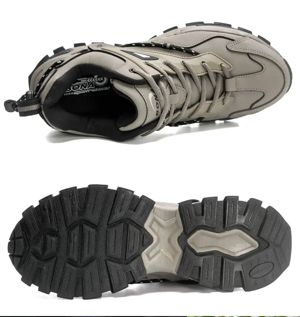 BONA Split-Leather Casual Sneakers for Men
