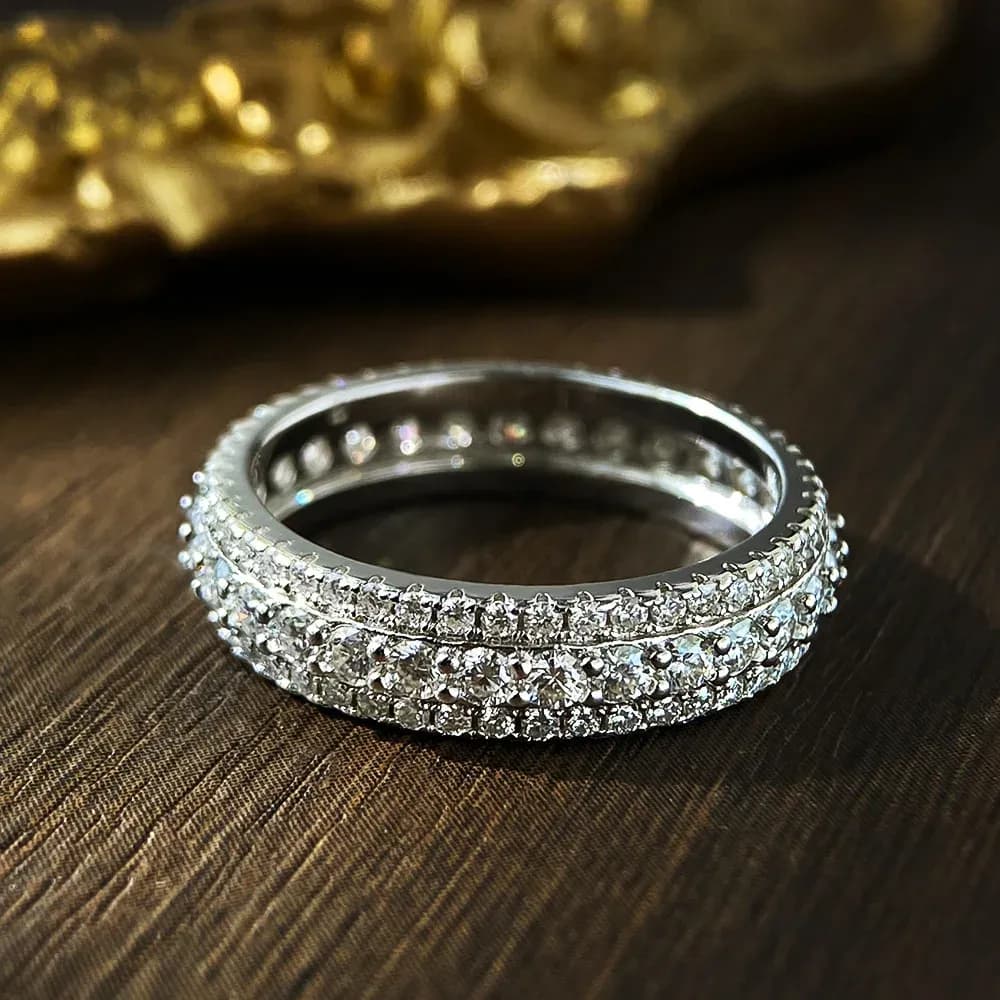 Knobspin Certified Moissanite Eternity Band in 925 Silver