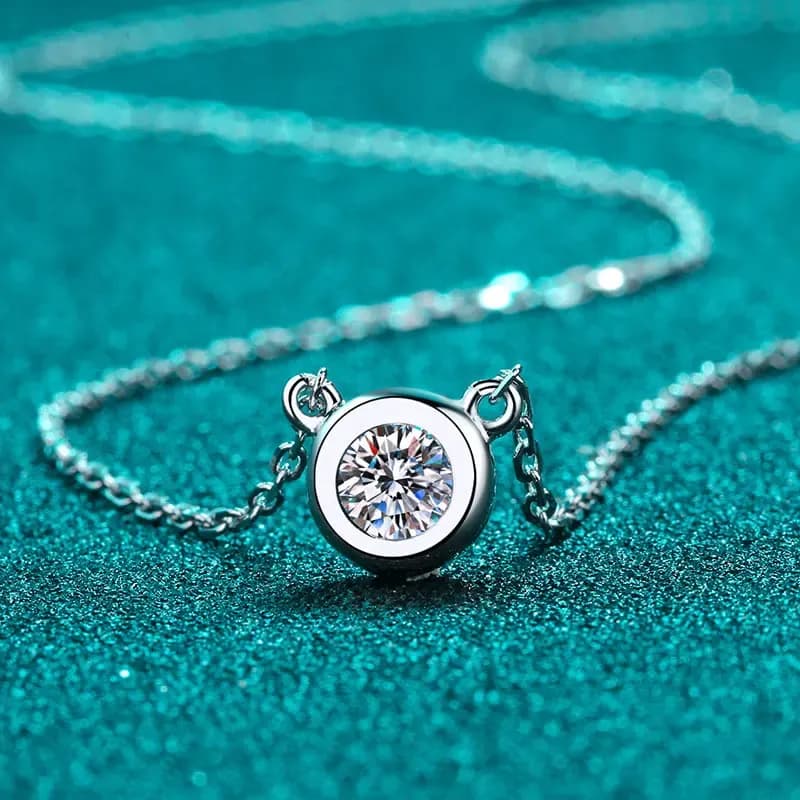 Knobspin D-Colour Moissanite Pendant Necklace in 925 Silver