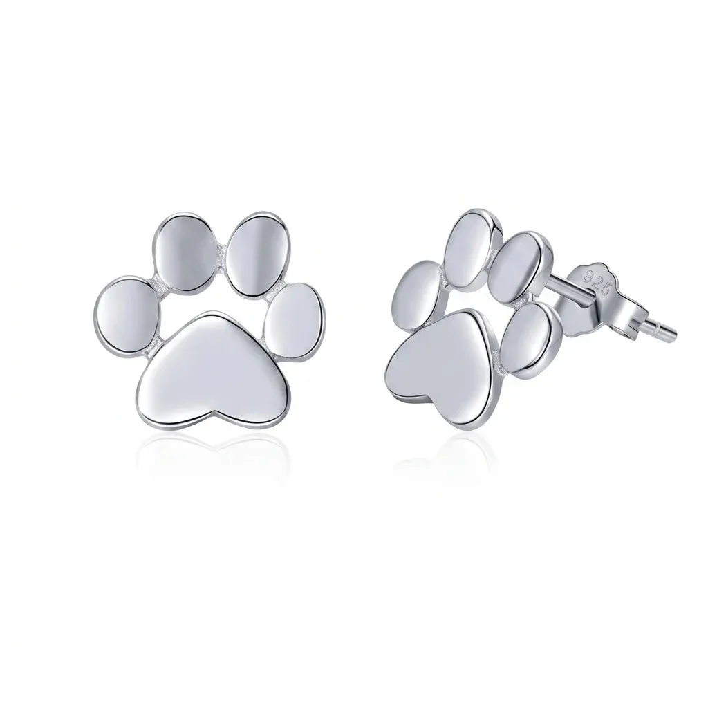 WOSTU Sterling Silver Dog Paw Jewellery Set