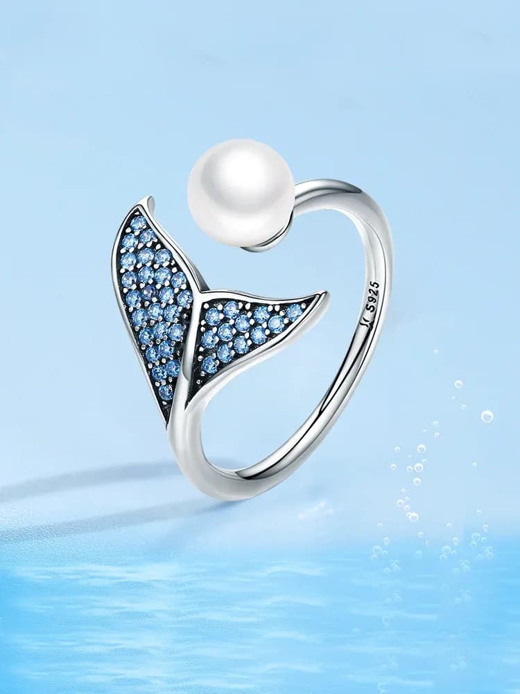 WOSTU Mermaid Tail Open Sterling Silver Ring