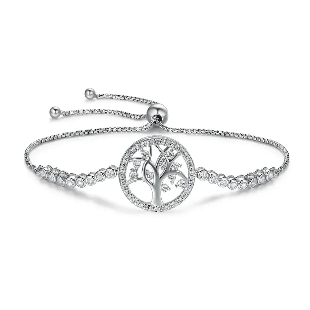WOSTU 925 Sterling Silver Tree of Life Adjustable Tennis Bracelet
