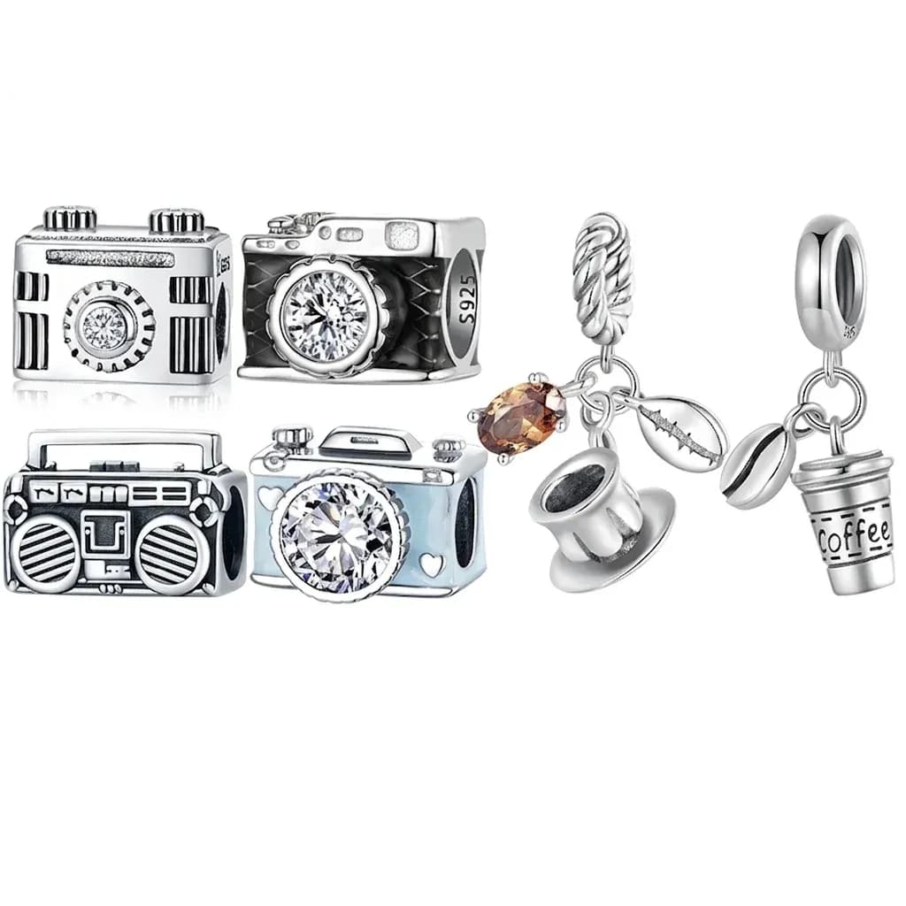 WOSTU Sterling Silver Enamel Camera Charm Pendant