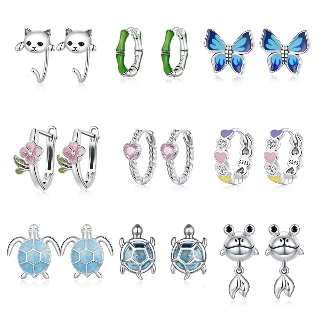 WOSTU 925 Sterling Silver Animal Motif Hoop Earrings