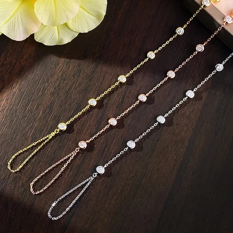 Knobspin Certified 3mm D-Colour Moissanite Adjustable Bracelet