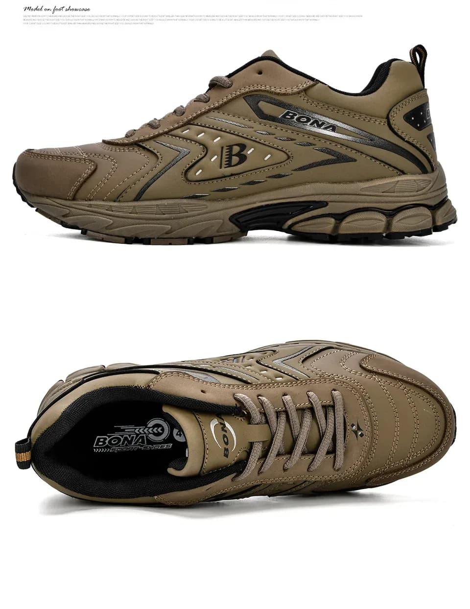 BONA Leather Lace-Up Casual Shoes for Men
