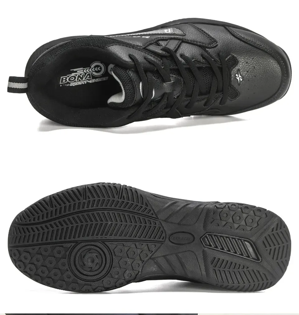 BONA Breathable Leather Tennis-Inspired Walking Sneaker for Men