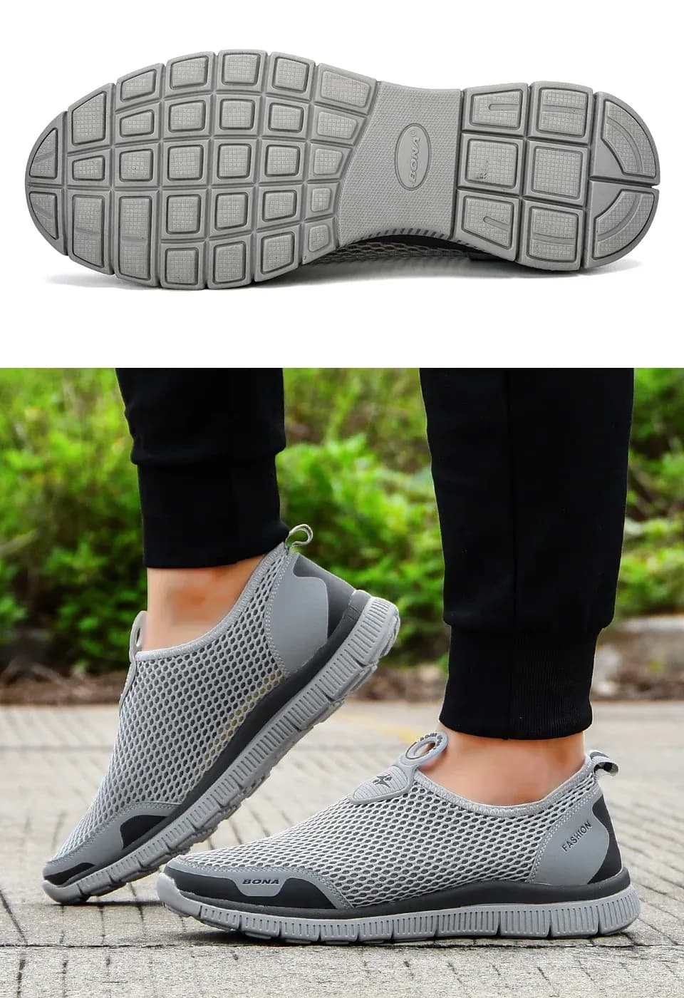 BONA Mesh Slip-On Walking Shoes for Men
