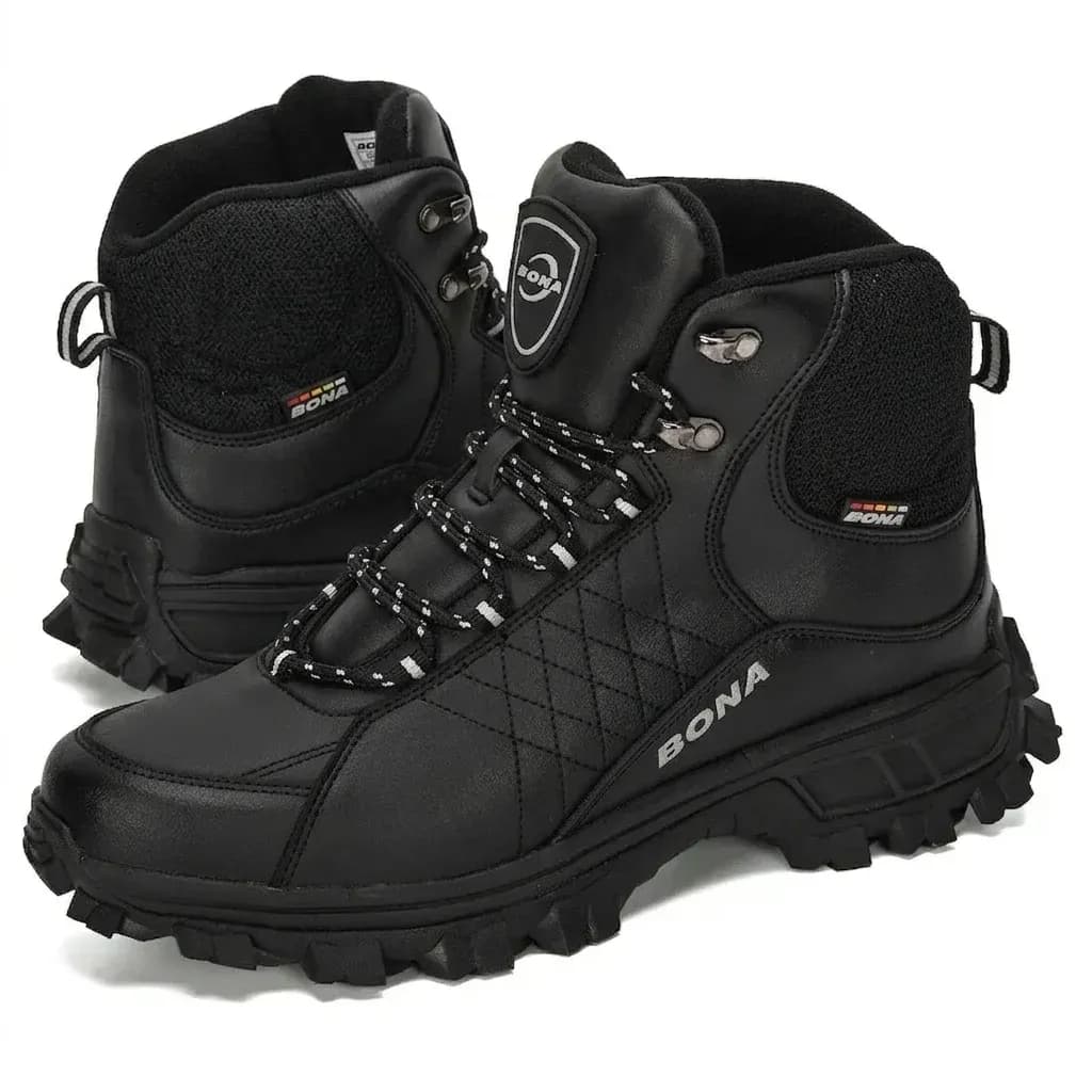 BONA Plush Leather Ankle Hiking Boots for Men